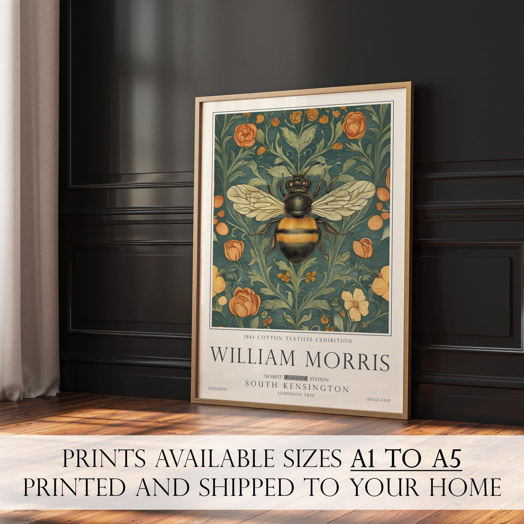 William Morris Wall Art, Bee Print, British Countryside, UNFRAMED