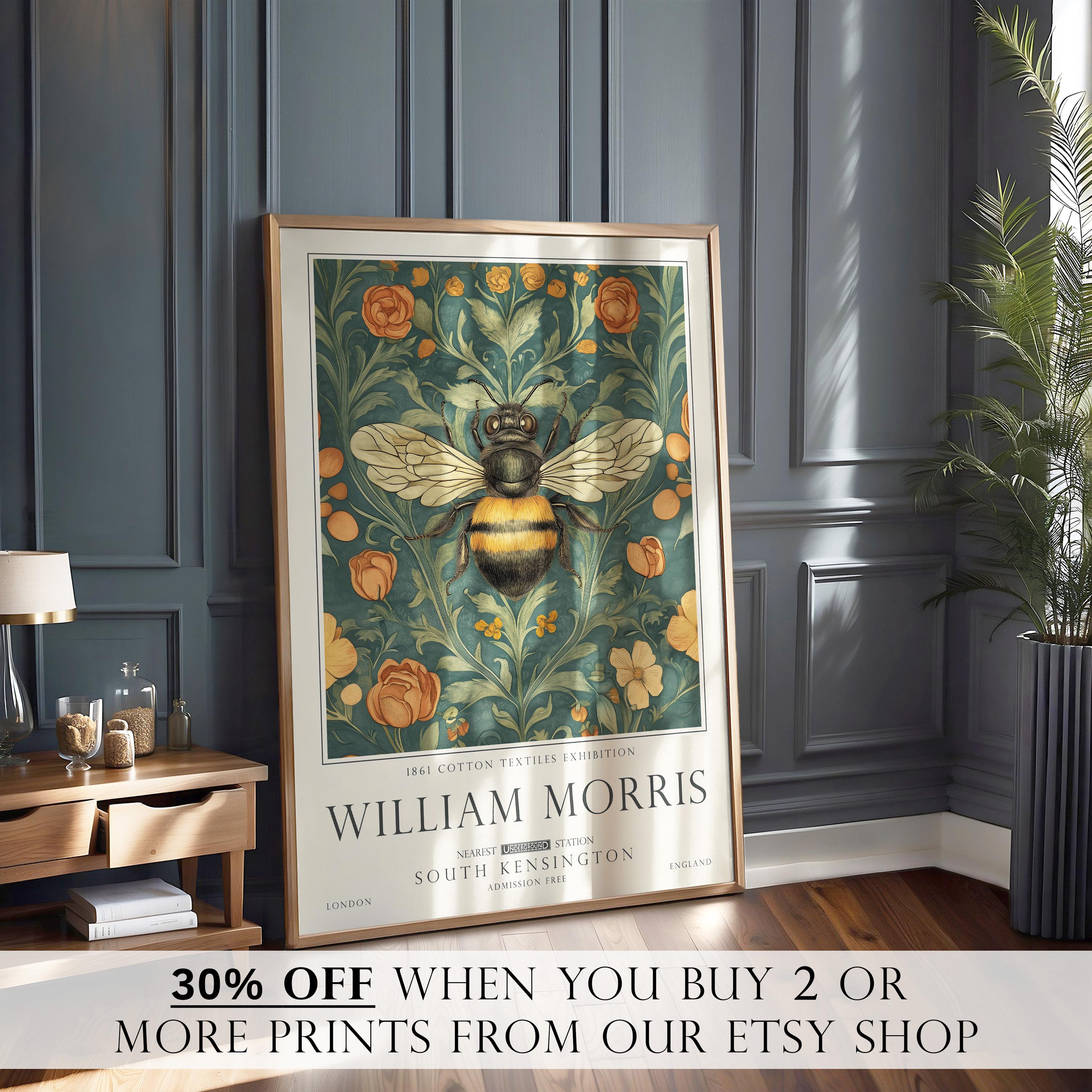 William Morris Wall Art, Bee Print, British Countryside, UNFRAMED