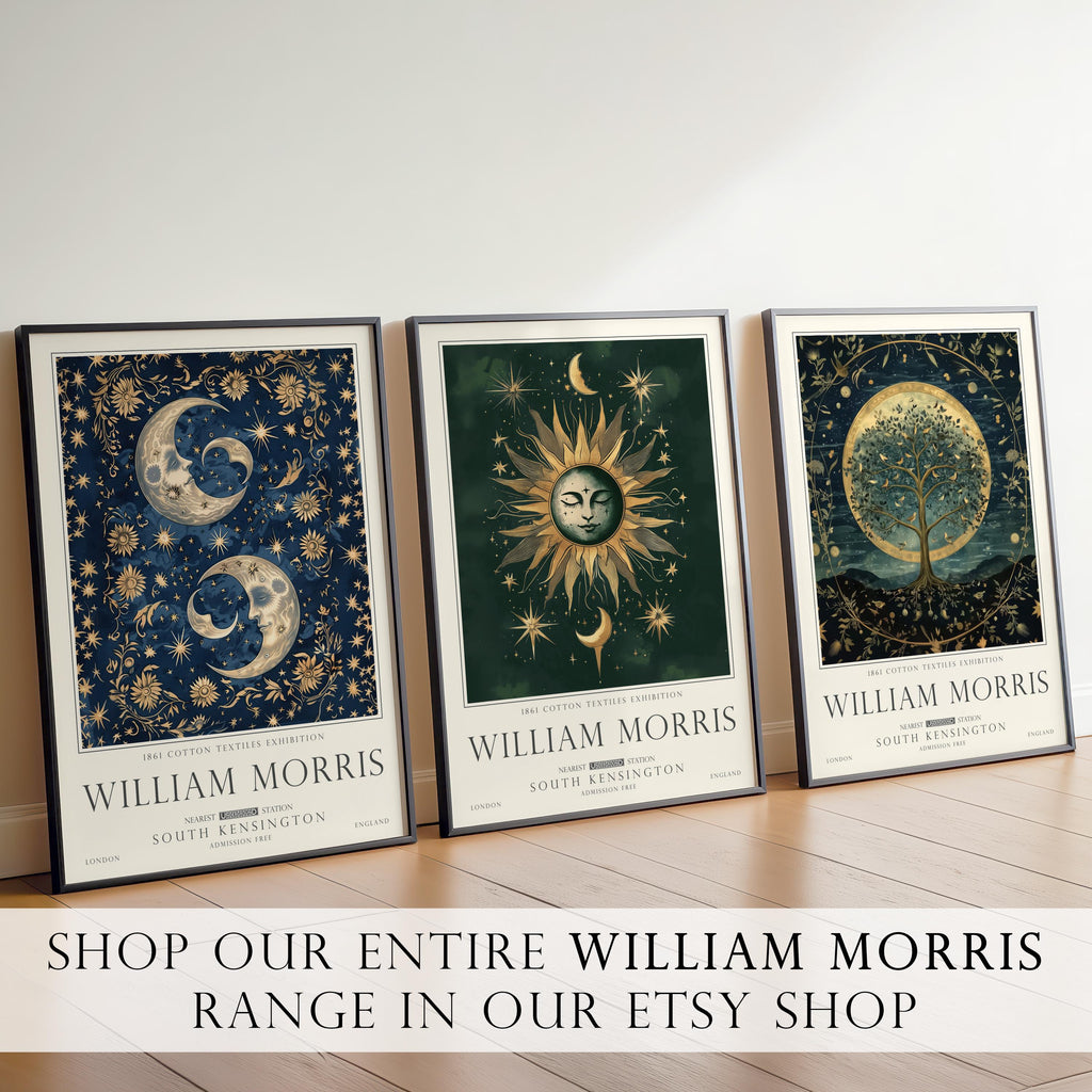 Whale Wall Art  William Morris Nautical Print, Celestial Wall Decor, UNFRAMED