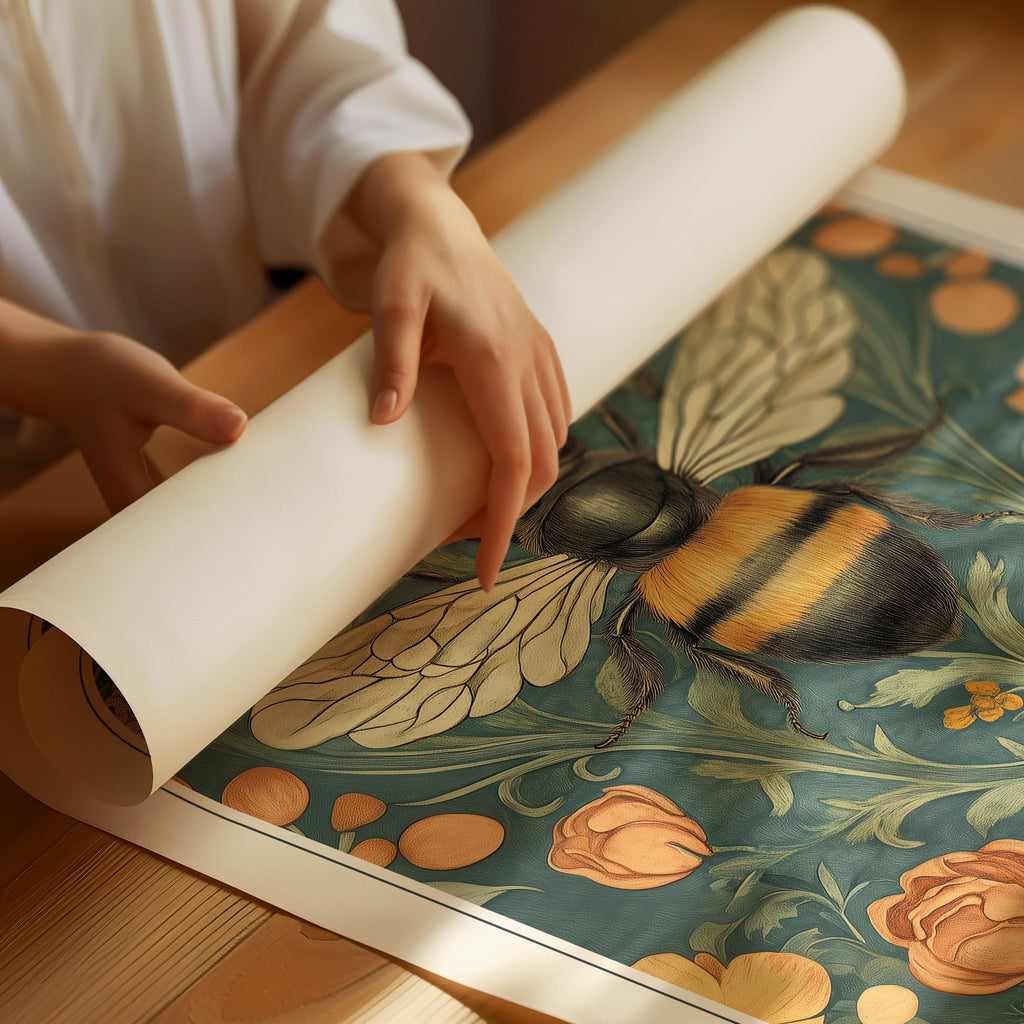 William Morris Wall Art, Bee Print, British Countryside, UNFRAMED