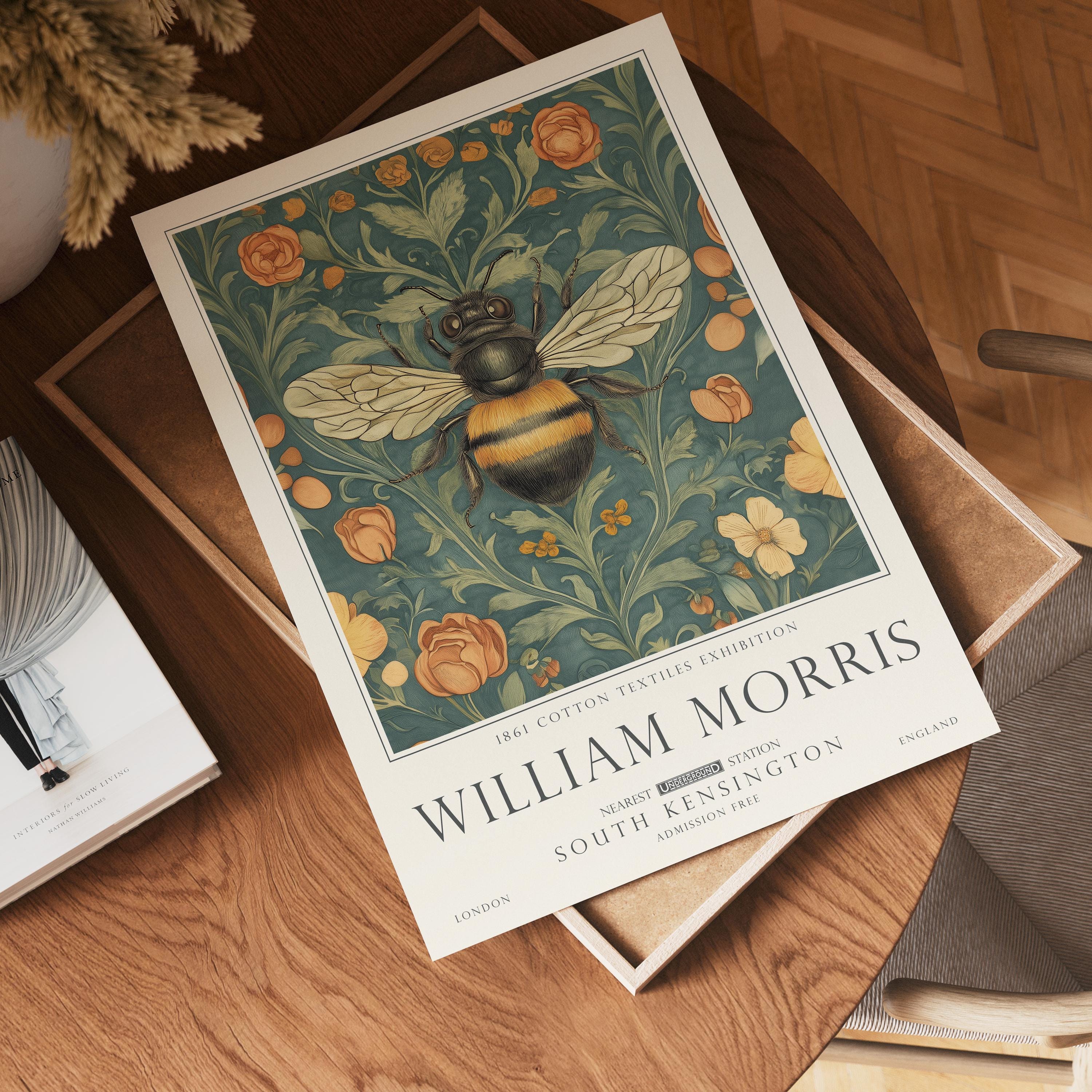 William Morris Wall Art, Bee Print, British Countryside, UNFRAMED