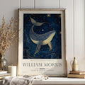 Whale Wall Art  William Morris Nautical Print, Celestial Wall Decor, UNFRAMED