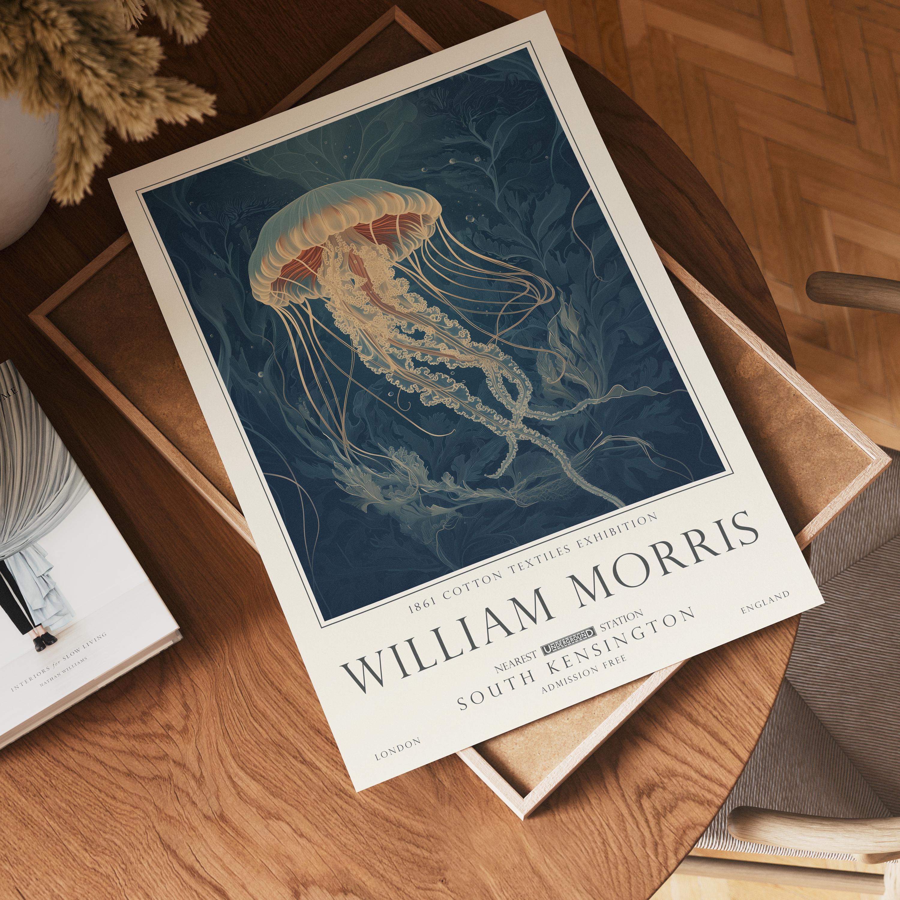 Set of 3 William Morris Prints, Ocean Animals and Sea Life Wall Art, UNFRAMED