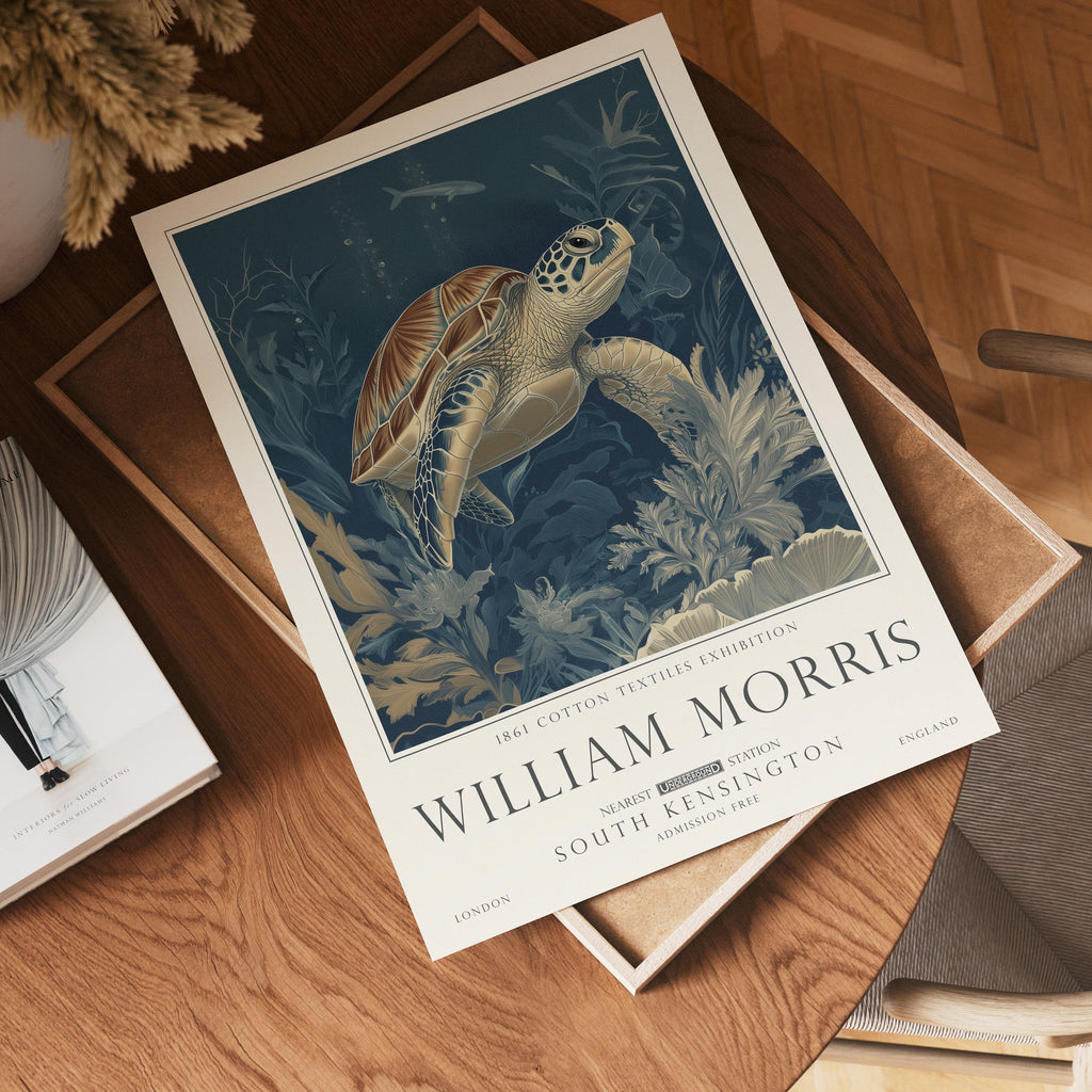 Set of 3 William Morris Prints, Ocean Animals and Sea Life Wall Art, UNFRAMED
