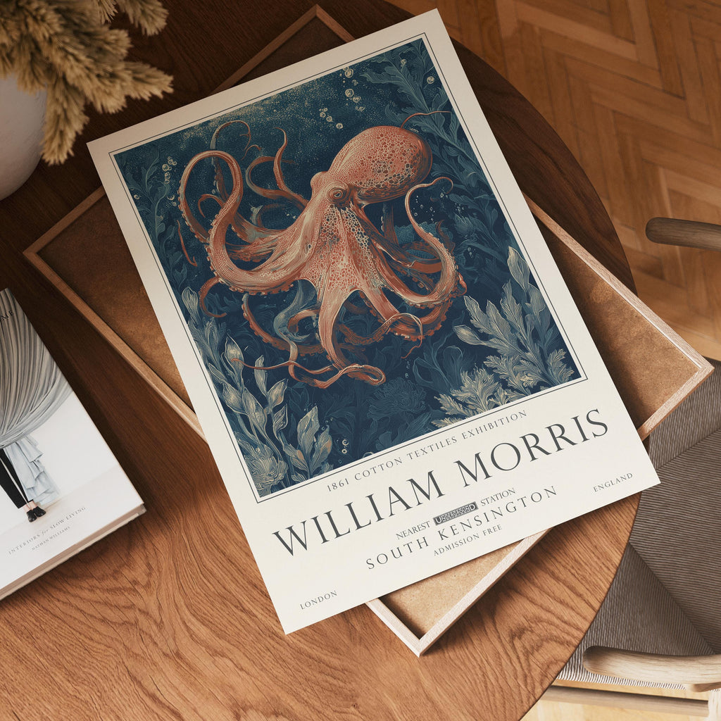 Set of 3 William Morris Prints, Ocean Animals and Sea Life Wall Art, UNFRAMED