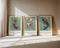 Set of 3 William Morris Koi Print, Ornamental Fish Vintage Wall Art, UNFRAMED