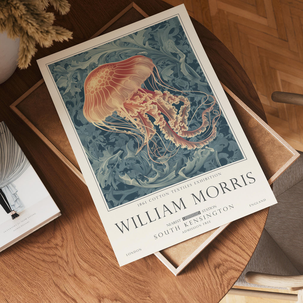 Set of 3 William Morris Sea Life Print, Turtle and Ocean Wall Art, UNFRAMED