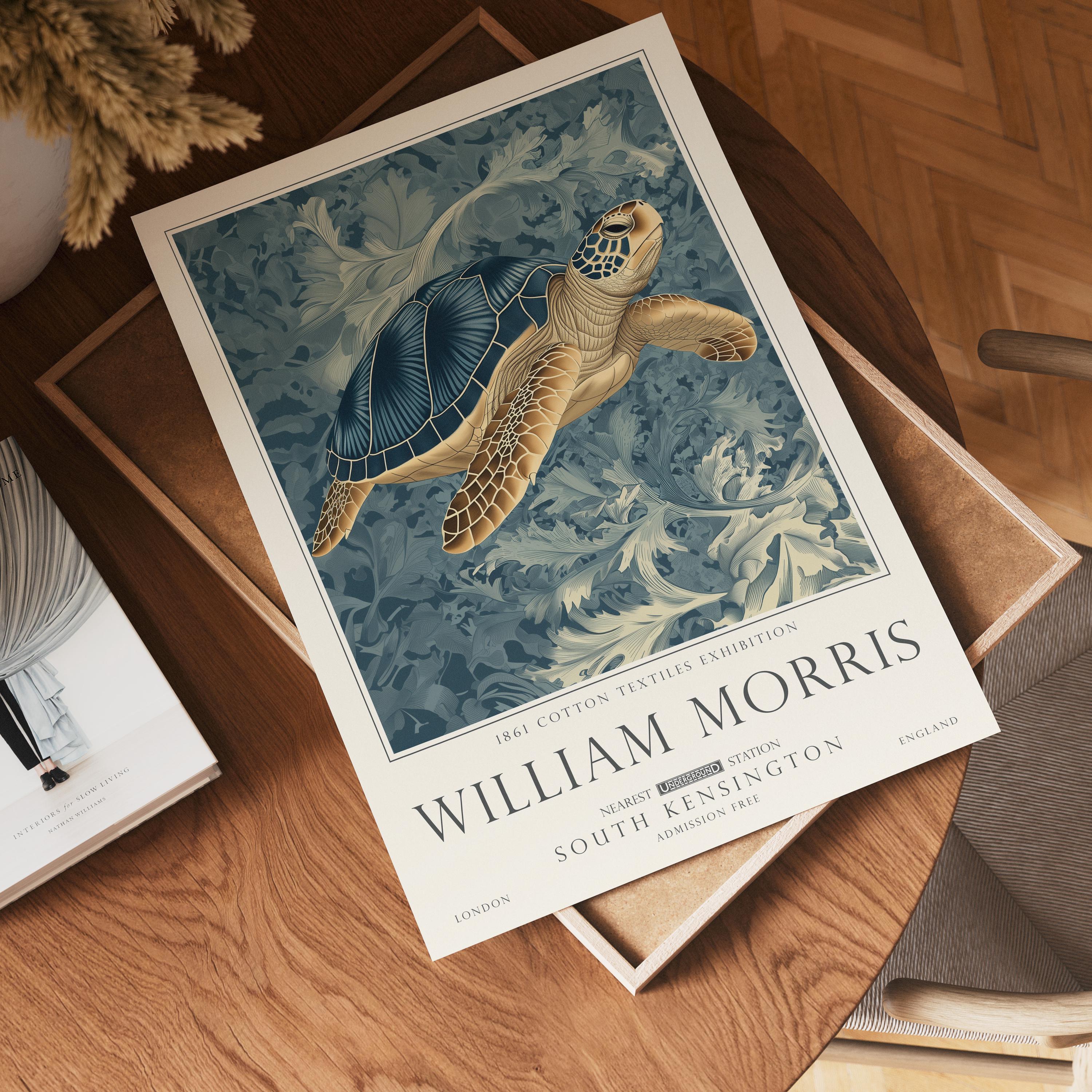 Set of 3 William Morris Sea Life Print, Turtle and Ocean Wall Art, UNFRAMED