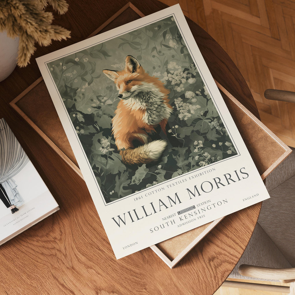 William Morris Woodland Print set, Deer, Fox and Hare Wall Art, UNFRAMED