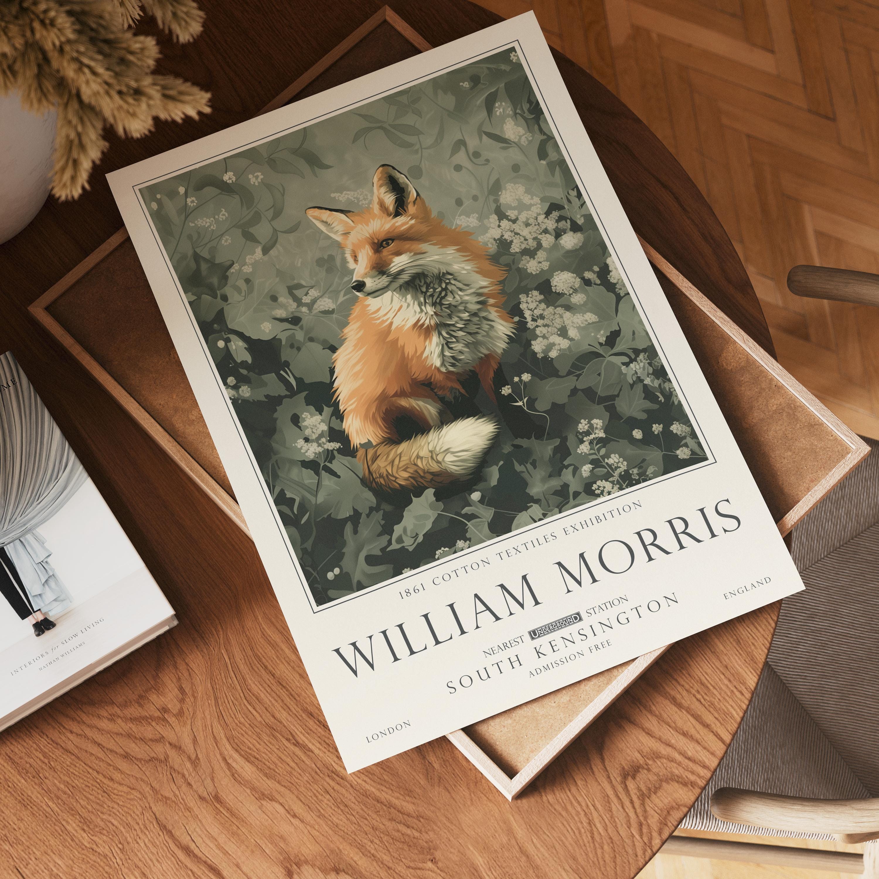 William Morris Woodland Print set, Deer, Fox and Hare Wall Art, UNFRAMED