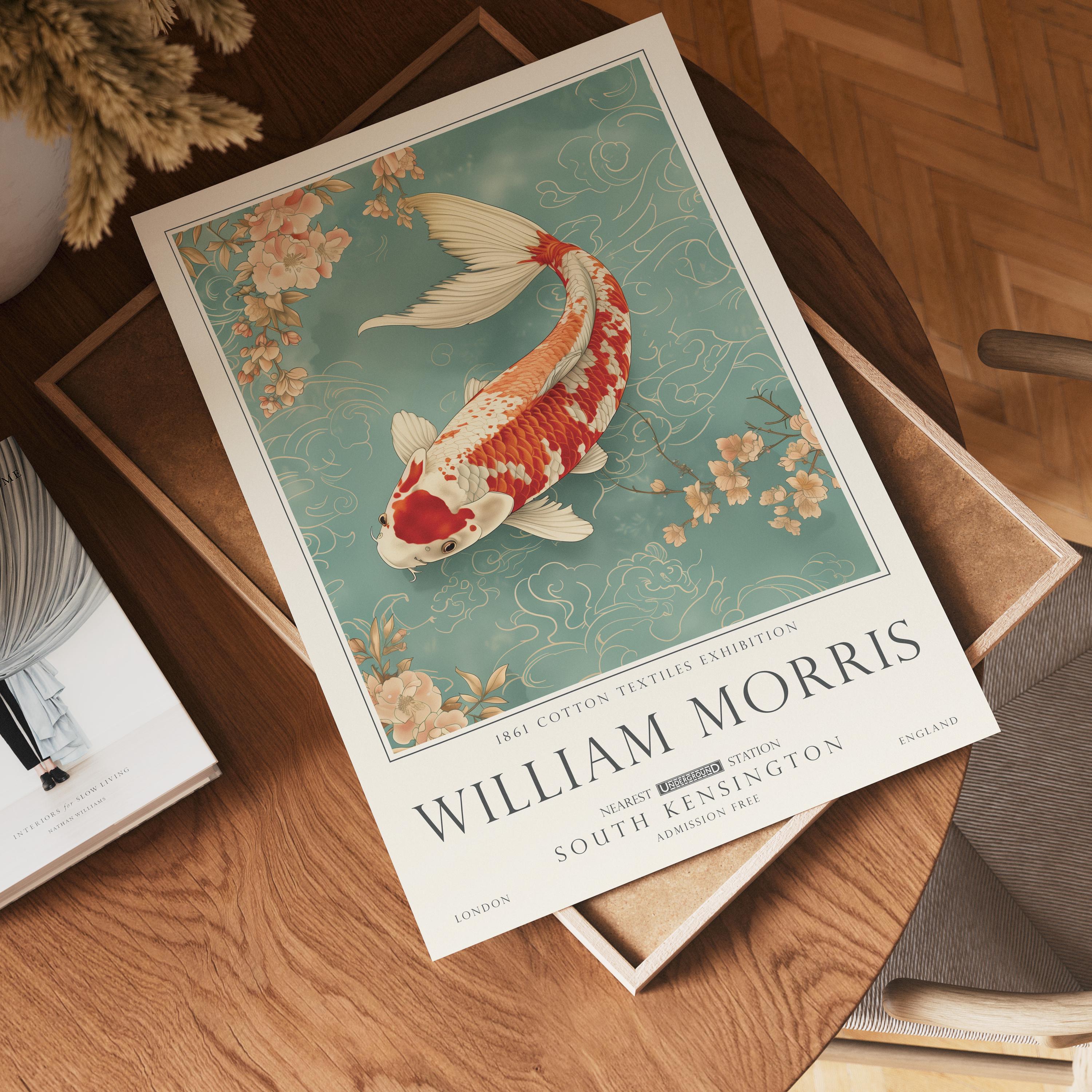 Set of 3 William Morris Koi Print, Ornamental Fish Vintage Wall Art, UNFRAMED