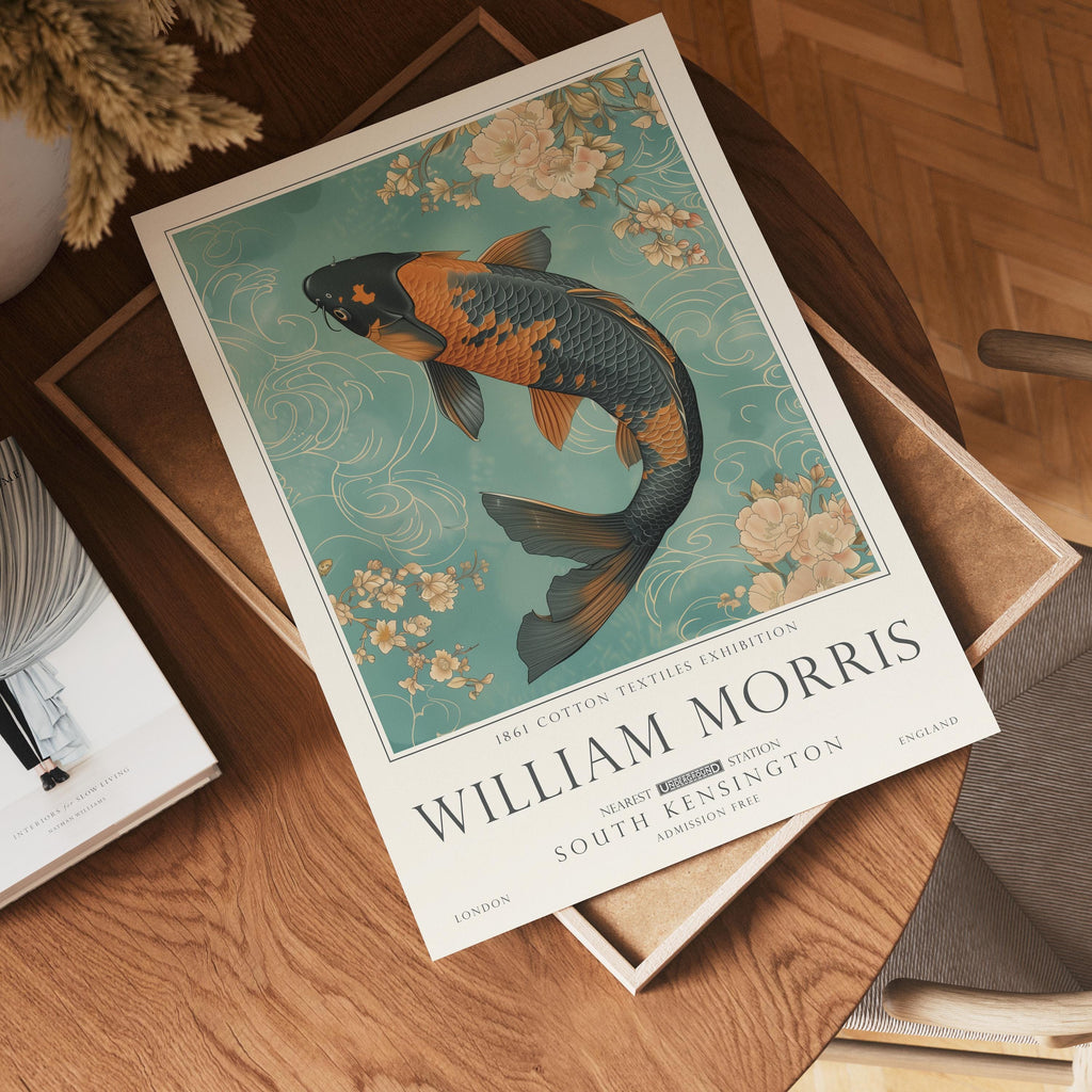 Set of 3 William Morris Koi Print, Ornamental Fish Vintage Wall Art, UNFRAMED