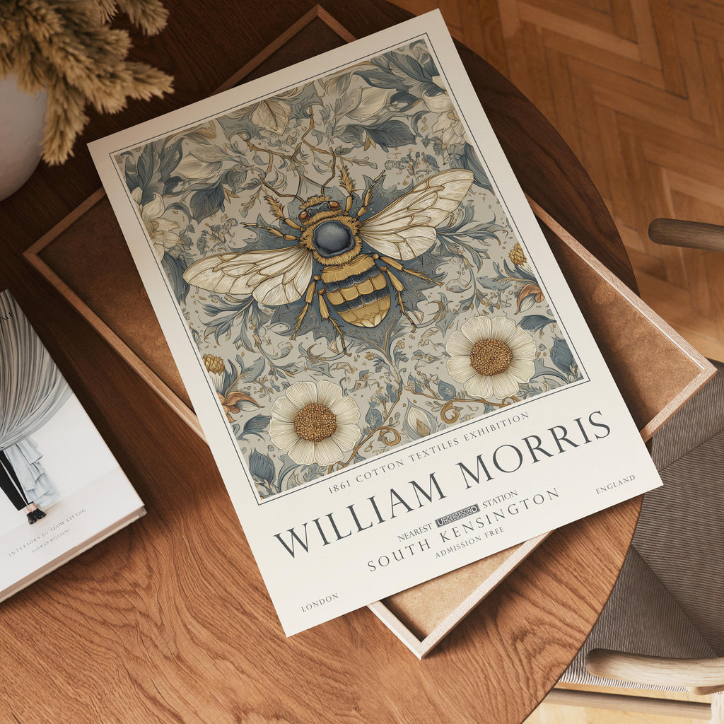 Set of 3 William Morris Bee, Butterfly and Dragonfly Wall Art, UNFRAMED