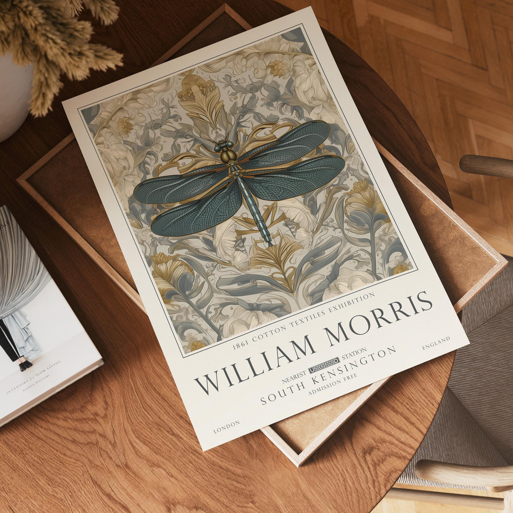 Set of 3 William Morris Bee, Butterfly and Dragonfly Wall Art, UNFRAMED
