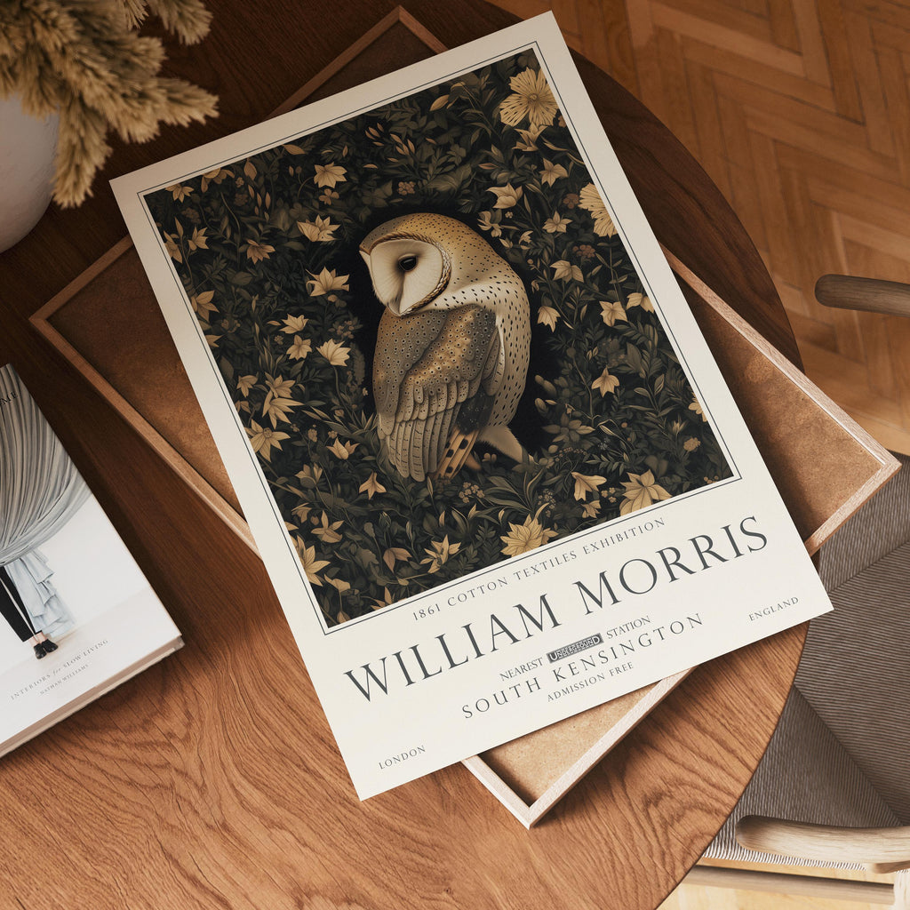 William Morris Woodland Print set, Deer, Fox and Owl Wall Art, UNFRAMED