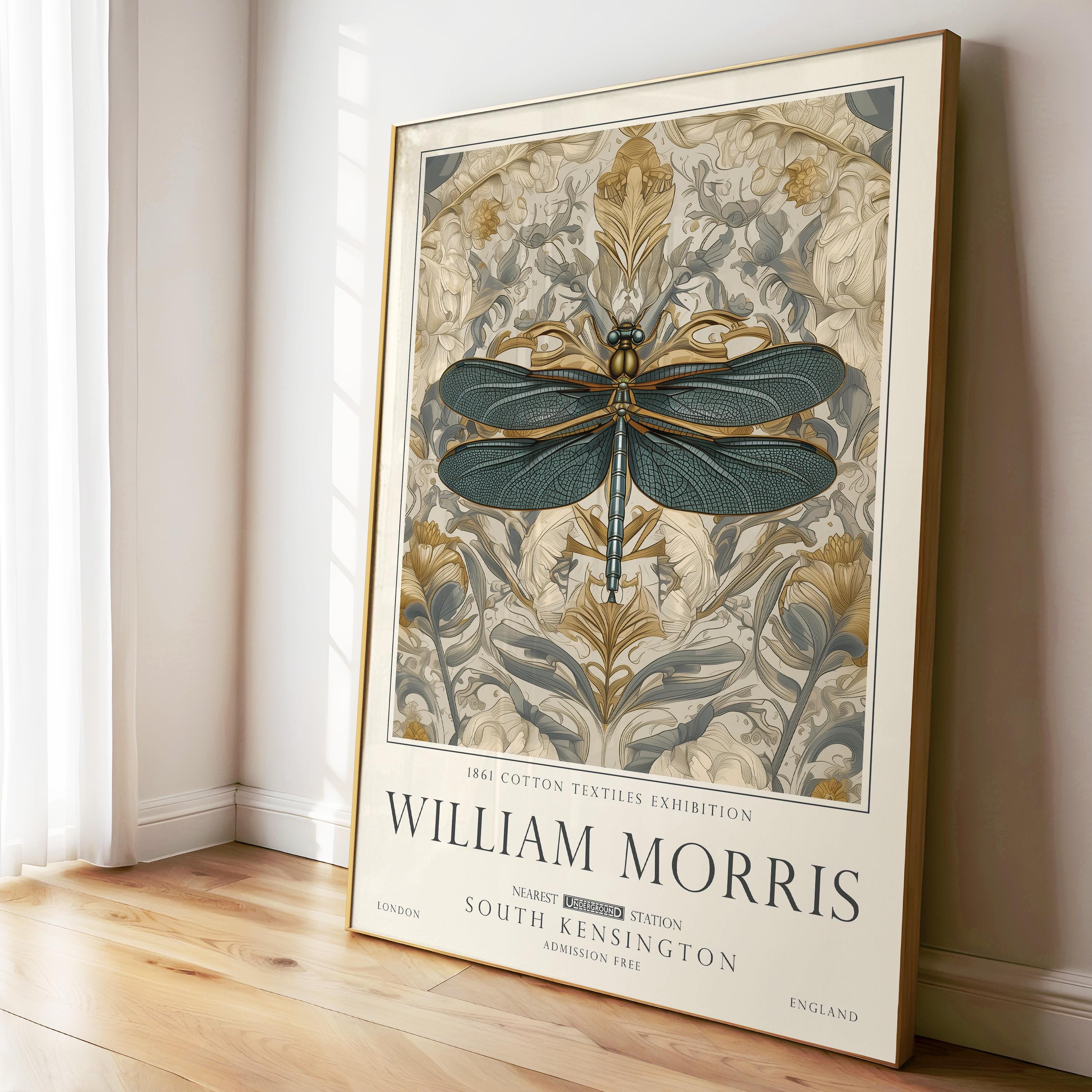 William Morris Dragonfly Print, British Countryside Poster, UNFRAMED
