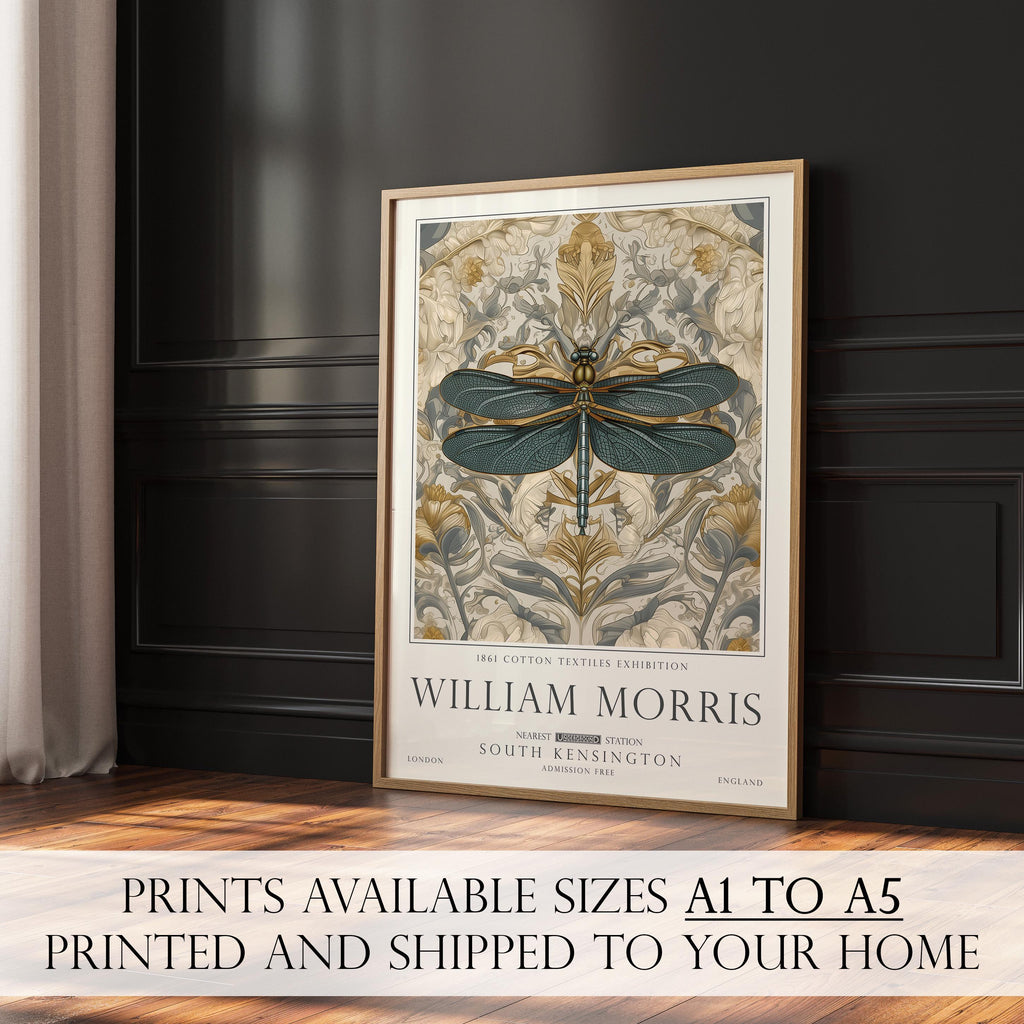 William Morris Dragonfly Print, British Countryside Poster, UNFRAMED