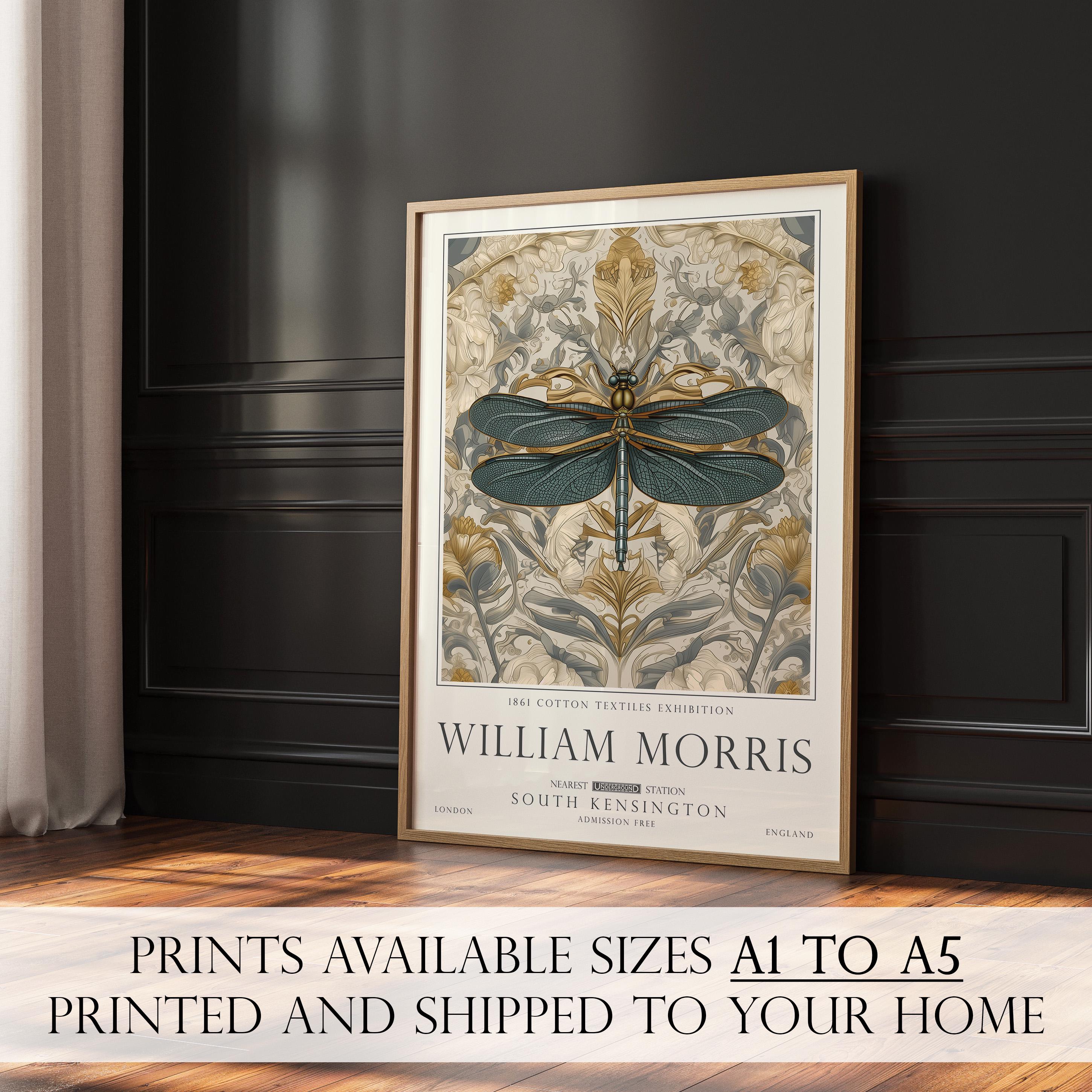 William Morris Dragonfly Print, British Countryside Poster, UNFRAMED
