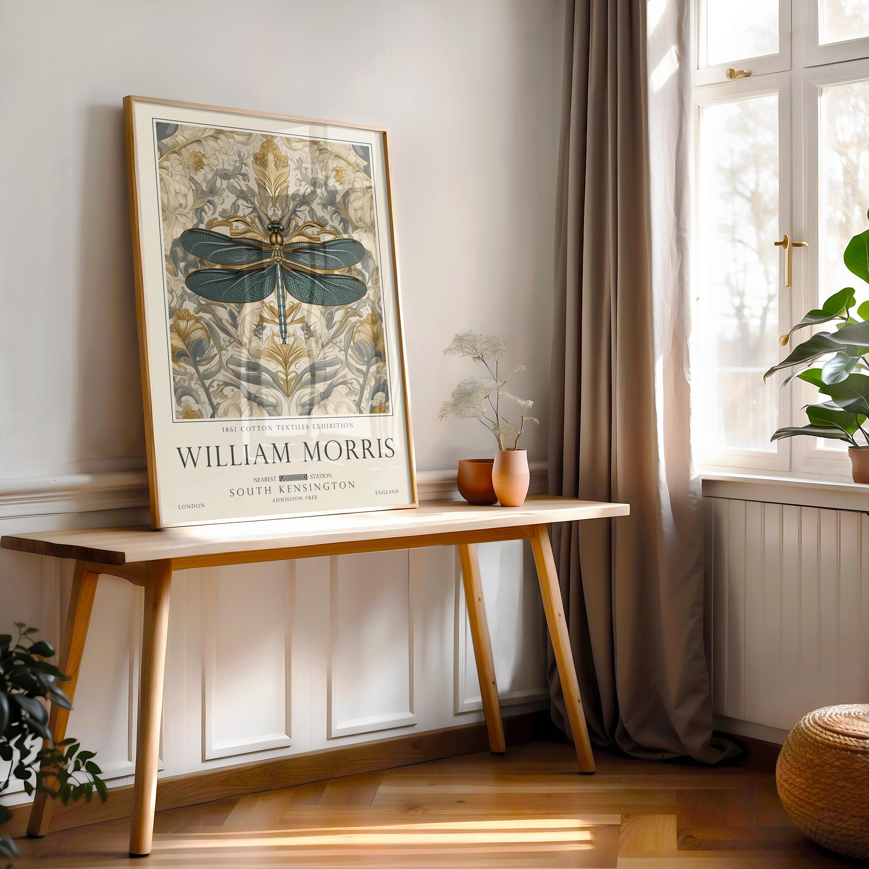 William Morris Dragonfly Print, British Countryside Poster, UNFRAMED