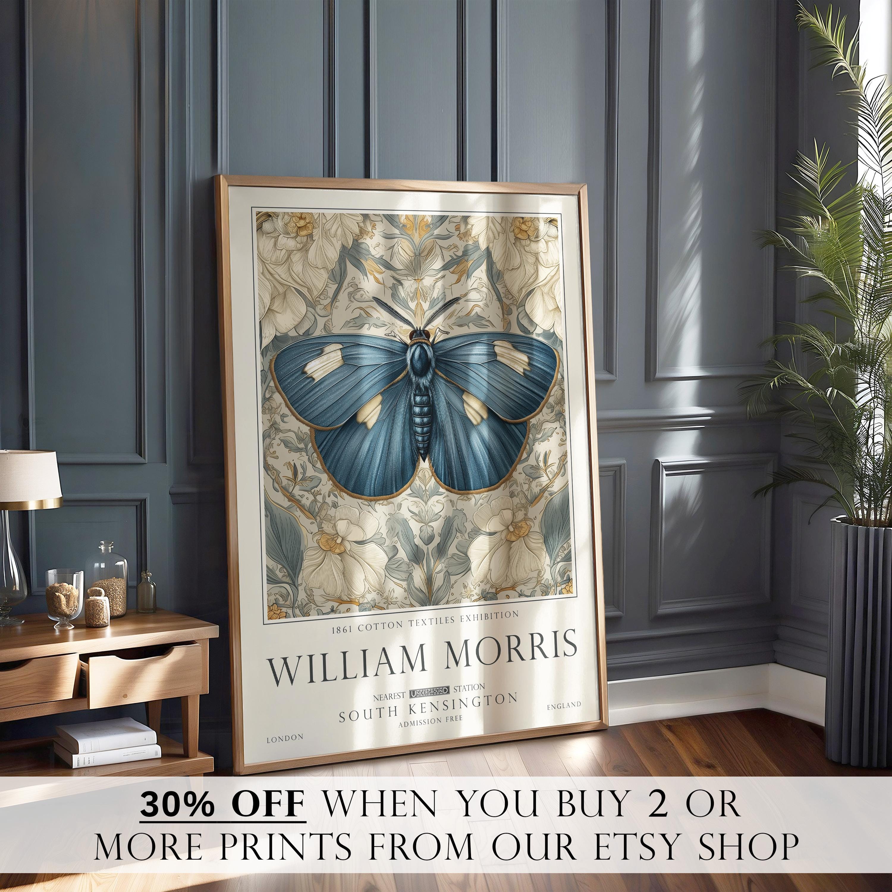 William Morris Wall Art, Butterfly Pattern Print, British Countryside Poster, UNFRAMED