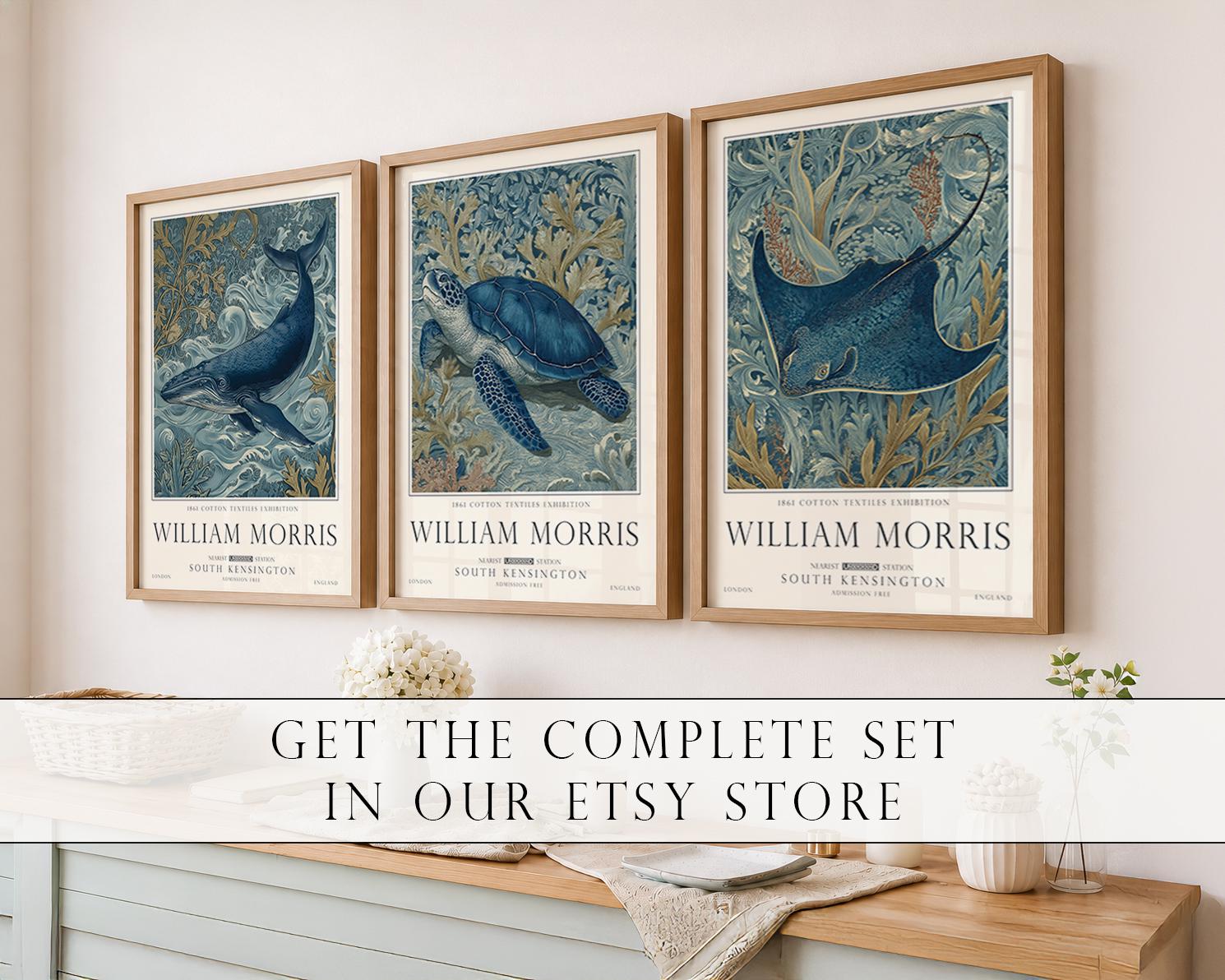 Nautical Starfish Print, William Morris Bathroom Wall Decor, Sea Life Decor, UNFRAMED