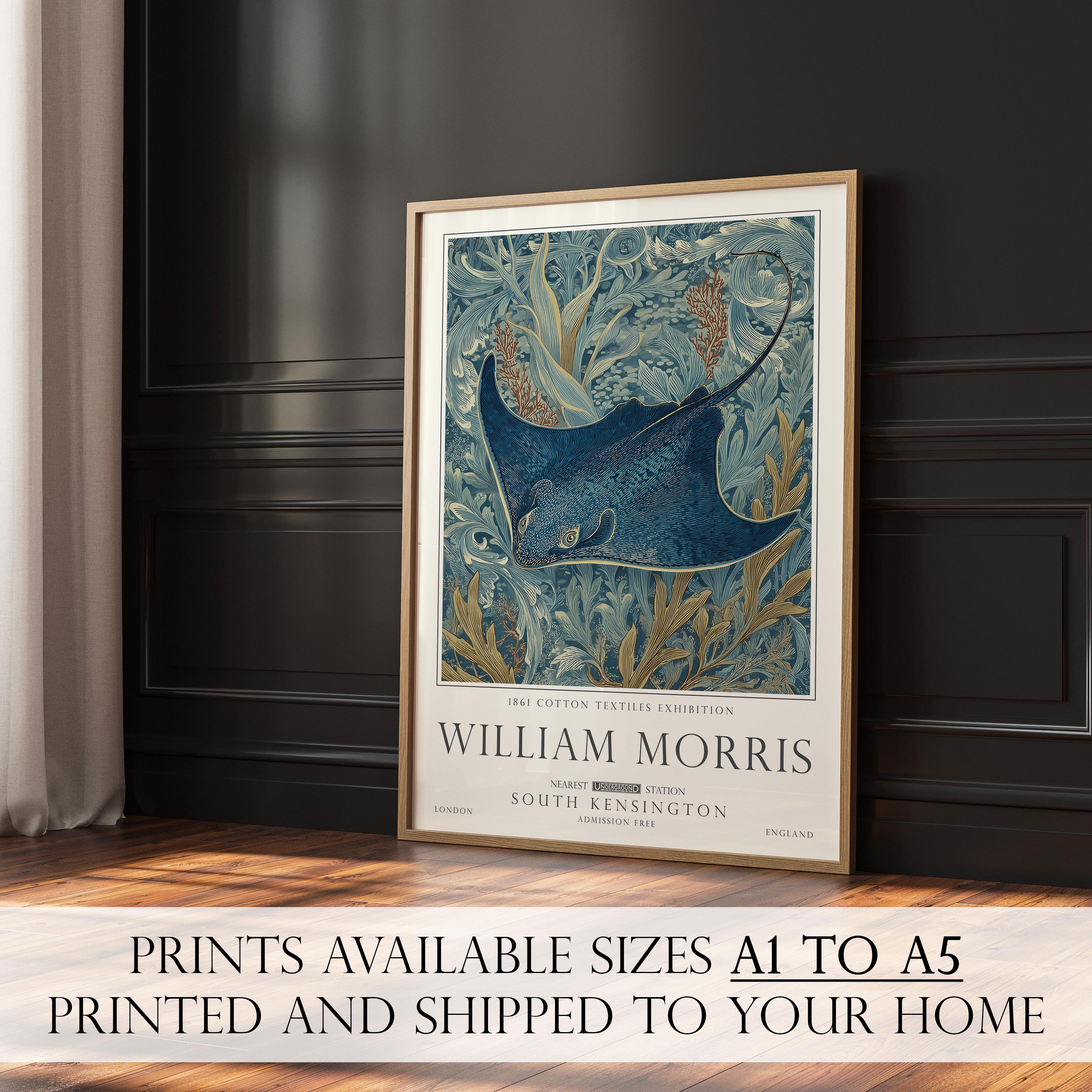 Sting Ray Print, William Morris Nautical Wall Art, Vintage Ocean Decor, UNFRAMED